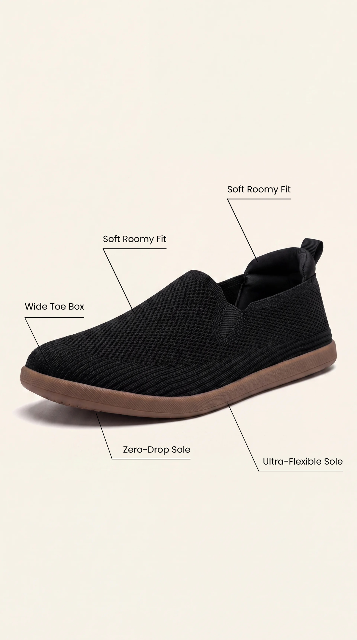 SF Ease Black -  All-Day Comfort Barefoot Shoe