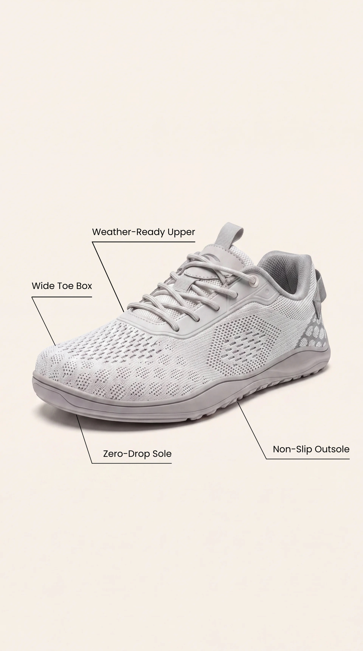SF Grip Grey - Non-Slip Barefoot Outdoor Shoe
