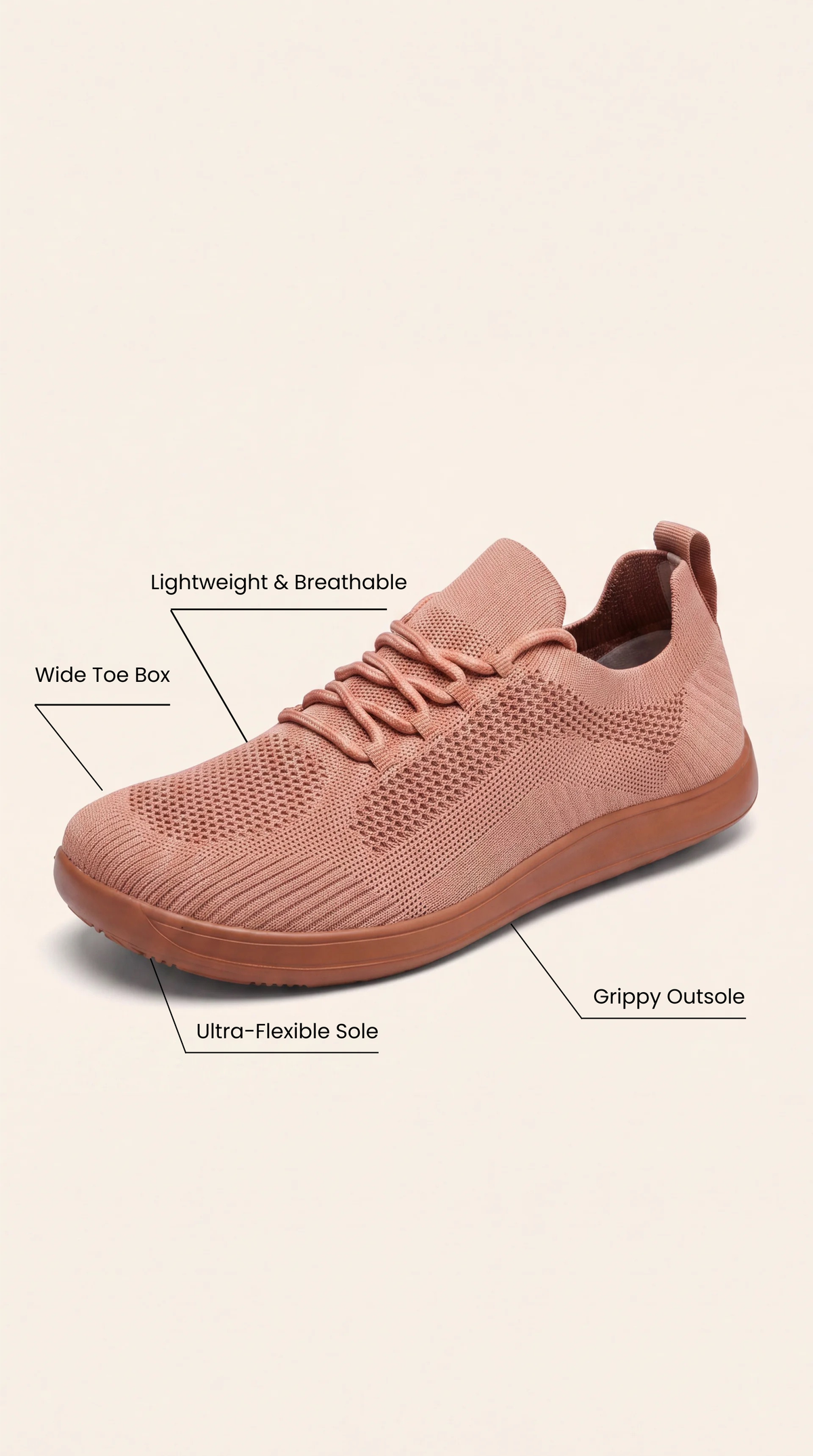 SF Move Rose Brown - Lightweight Barefoot Walking Shoe