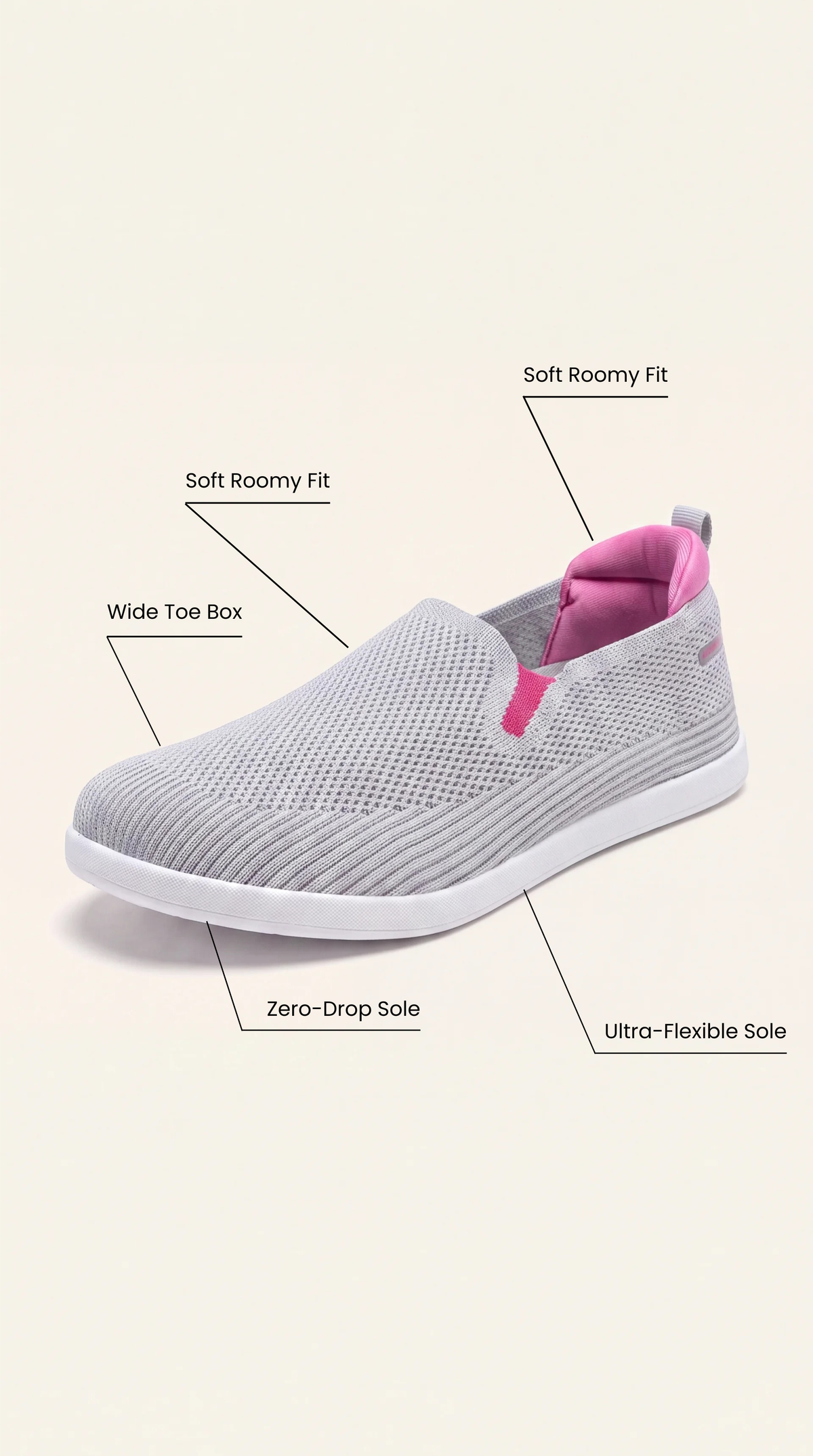 SF Ease Gray -  All-Day Comfort Barefoot Shoe