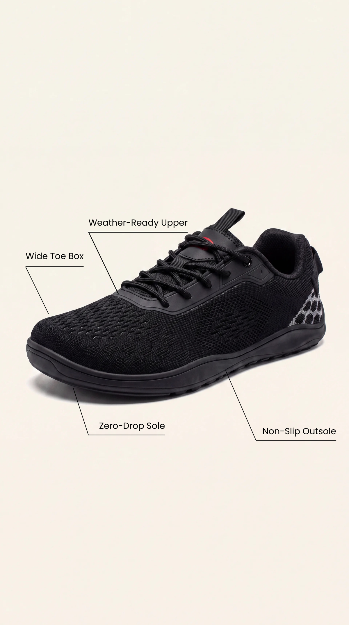 SF Grip Black - Non-Slip Barefoot Outdoor Shoe