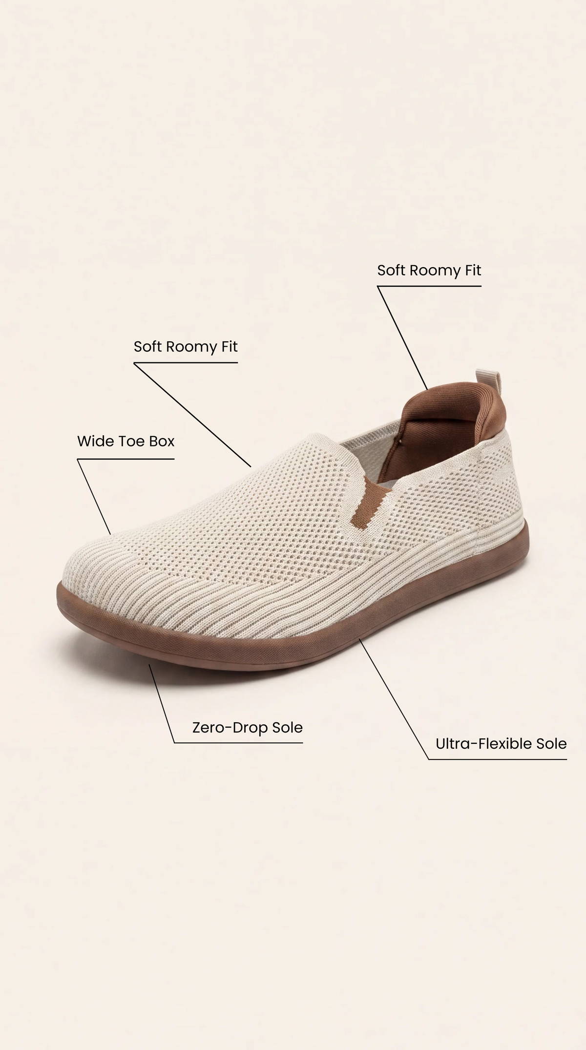 SF Ease Beige -  All-Day Comfort Barefoot Shoe